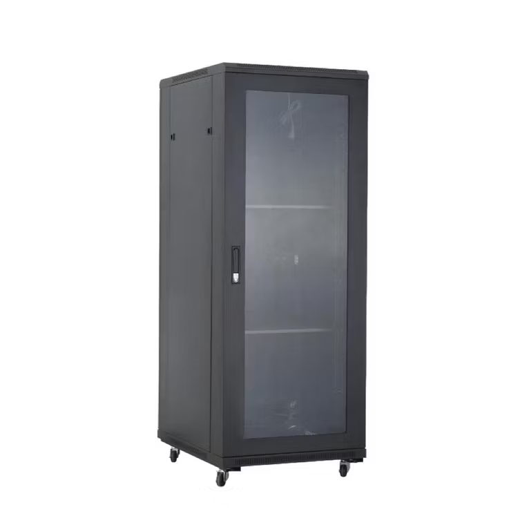 32U Data Cabinet 600 x 1000mm Floor Standing with Glass Door and Enhanced Cooling