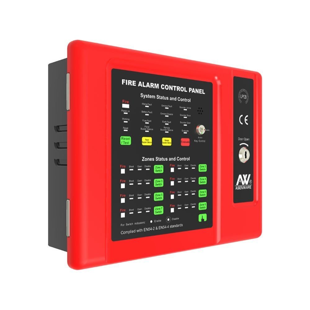 Asenware AW-CFP2166-08 8-Zone Conventional Fire Alarm Control Panel