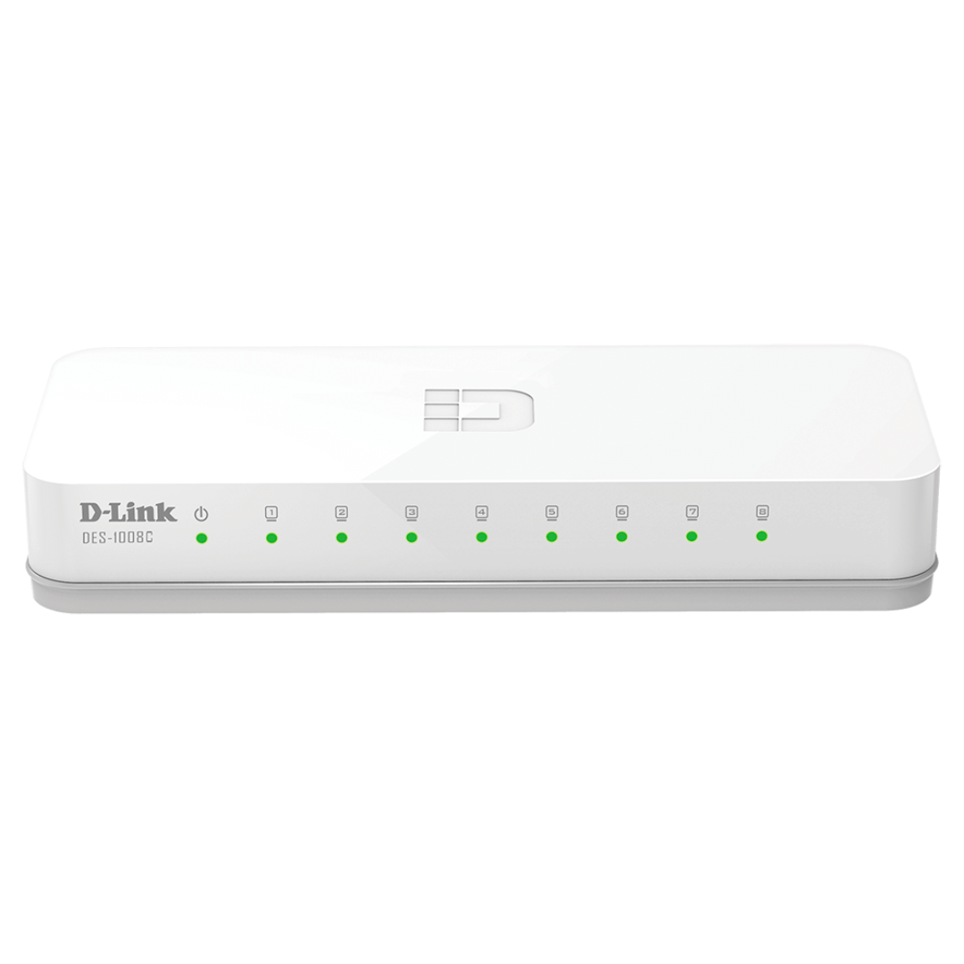 D-Link DES-1008C/B 8-Port 10/100 Mbps Unmanaged Ethernet Switch with UK Plug
