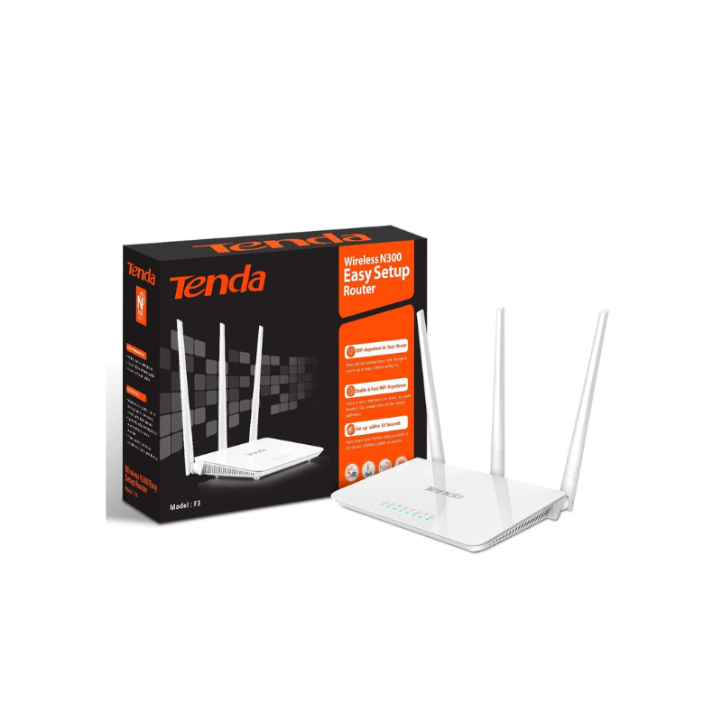 Tenda F3 300Mbps Wireless Wi-Fi Router with 3 Fixed 5dBi Omni-Directional Antennas