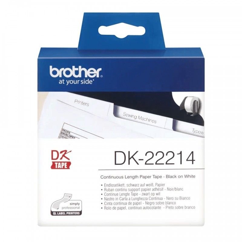 Brother DK-22214 Continuous Length Paper Tape – 12mm x 30.48m