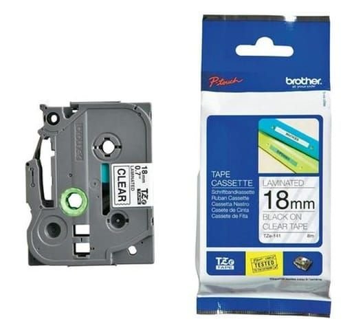 Brother TZE-141 18mm Black on Clear Label Printer tape