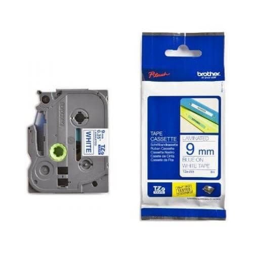 Brother TZE-223 9mm Blue on White Label Printer tape