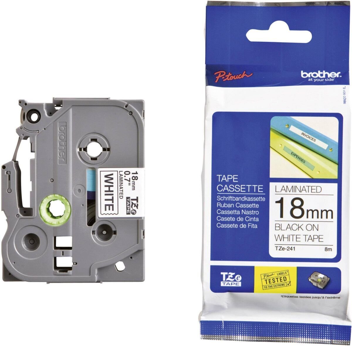Brother TZE-241 18mm Black on White Tape