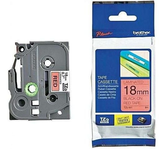 Brother TZE-441 18mm Black on Red Label Printer tape