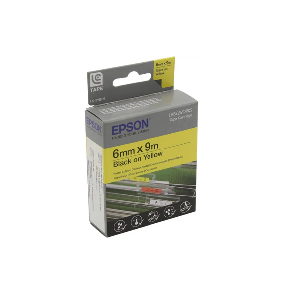 Epson LC-2YBP9 Black on Yellow Label Tape – 6mm x 9m